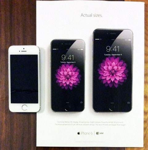 Las nuevas pantallas grandes del iPhone 6 y iPhone 6 Plus son su principal motivo de publicidad