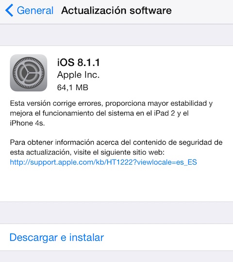 iOS 8.1.1 ya esta disponible con correcciones de errores y una que otra mejora